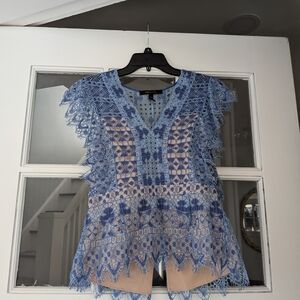 Elegant Blue Lace Women's Top BCBG